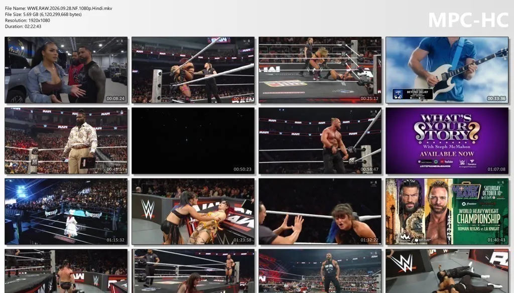 WWE Monday Night Raw 2026 Hindi – English Dual Audio (28th September) WEB-DL 720p – 480p – 1080p screenshot 1